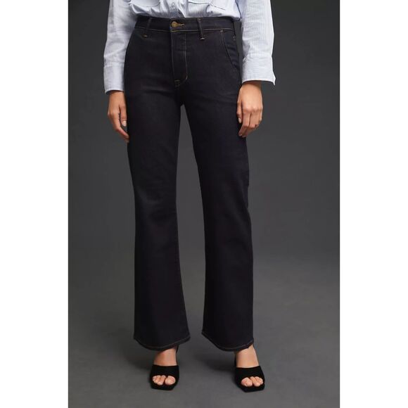 Fidelity Anthropologie Dark Excel Wash Rinse Katie Classic Flare Trouser Jean 28 - Picture 1 of 7